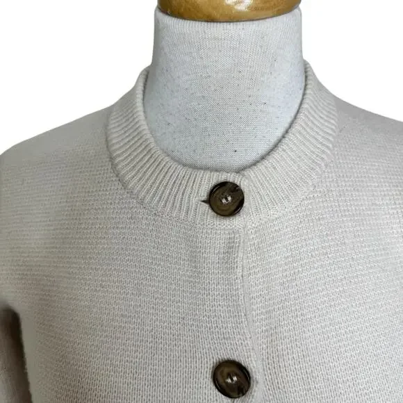 JENNI KAYNE Cooper Button Up Cardigan Warm Ivory Wool Cashmere Size Small - Picture 4 of 8